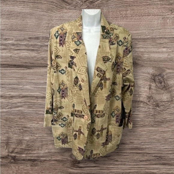 Vintage Kenneth‎ Mitchell Women’s 24W Blazer Aztec Western Cowgirl Rodeo Pocket - Picture 1 of 16